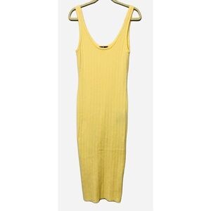 7 for all Mankind Size Large Butter Yellow Ribbed Sweater Dress Sleeveless